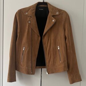 The Kooples Tan Chèvre goat Leather Biker Jacket with Silver Accents SZ M